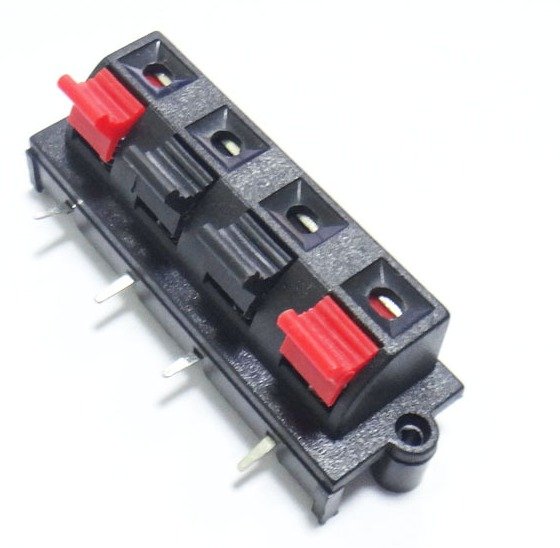 Audio Terminal Board Connector 4 pin Red and Black Spring Push Type Loud speaker wire