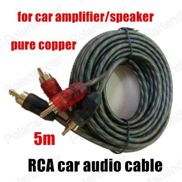 9C4225 Free Shipping 1 pc green 5 meters car Audio Stereo cable RCA to RCA speaker wire <h3>سلك RCA 2X2 10 متر أزرق</h3>