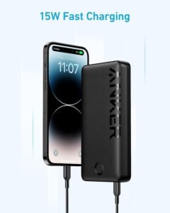 61ETOAi0CLL. AC SL1500 <ul> <li>Ultra-High Cell Capacity: The massive 20,000mAh cell capacity provides more than 5 charges for iPhone XS, almost 5 full charges for Samsung Galaxy S10, more than 4 charges for iPhone 11, and over 2 and a half charges for iPad mini 5</li> <li>Advanced Charging Technology: Anker's exclusive PowerIQ and VoltageBoost technology combine to deliver an optimized charge to your devices, while the trickle-charging mode is the best way to charge low-power accessories</li> <li>Advanced circuitry and built in safeguards protect your devices against excessive current, overheating, and over charging</li> <li>Versatile Recharging: With both a USB-C and Micro USB input port, you have more options over how you recharge. Recharging PowerCore with a 10W charger will take approximately 10.5 hours, while recharging with a 5W charger will take approximately 20 hours</li> <li>Intelligently adjusts the power output to match the ultimate unique charging needs of all your USB powered gear.</li> <li>When the trickle-charging mode is on, the last LED light will remain green, regardless of battery status</li> <li>Recharging via USB-A charger will take approximately 20 hours. When charging an iPad, make sure the portable charger has at least 2 LEDs illuminated, otherwise charging speed will be greatly reduced</li> <li>We think inside, outside and about the box. Thus, our packaging lives up to the brand image and the quality of the product</li> </ul>