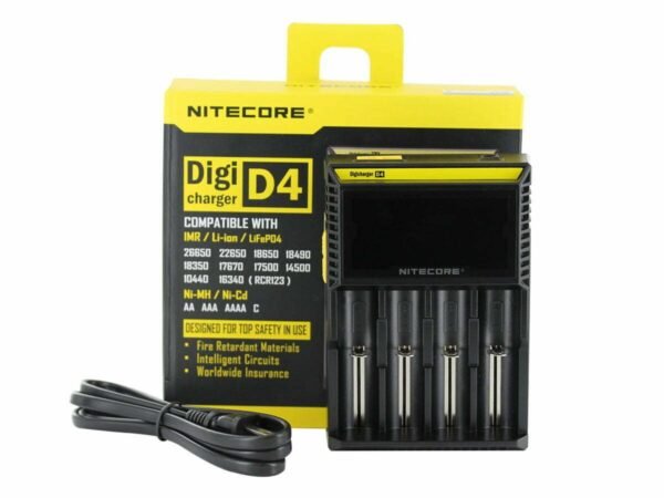 Nitecore D4 Universal Charger LCD Display 4 Slot 2A  Chargers For 18650 26650 20700 عرض عالمي لشحن البطاريات