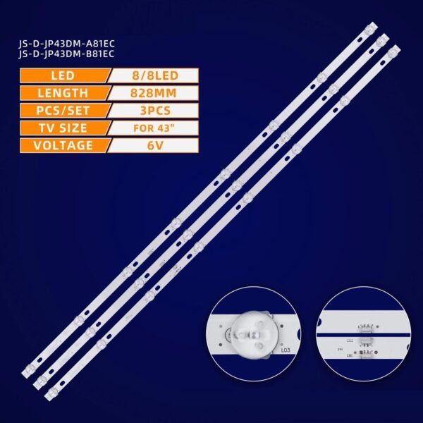 43" 8LED 3PCS 6V 822MM JS-D-JP43DM-A81/B82EC